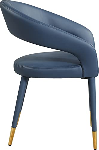 Meridian Furniture Destiny Collection Modern | Contemporary Faux Leather Upholstered Rounded Back Dining Chair, 23" W x 23" D x 31.5" H, Navy
