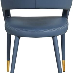 Meridian Furniture Destiny Collection Modern | Contemporary Faux Leather Upholstered Rounded Back Dining Chair, 23" W x 23" D x 31.5" H, Navy