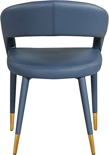 Meridian Furniture Destiny Collection Modern | Contemporary Faux Leather Upholstered Rounded Back Dining Chair, 23" W x 23" D x 31.5" H, Navy