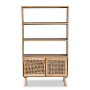 Baxton Studio Faulkner Bookcases, Beige/Natural Brown