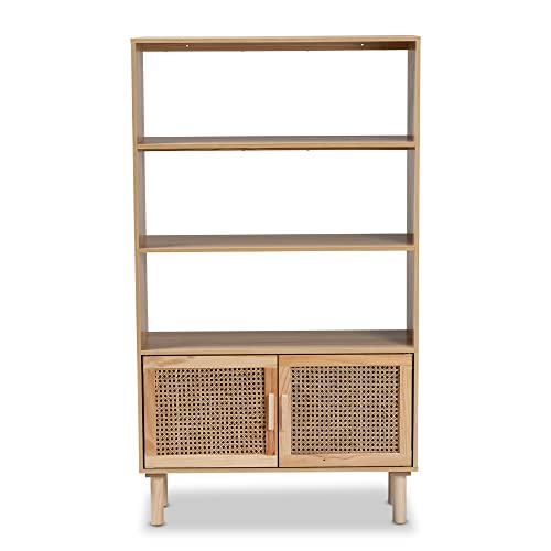 Baxton Studio Faulkner Bookcases, Beige/Natural Brown