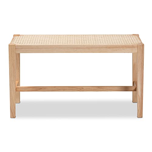 Baxton Studio Danyl Benches, One Size, Beige/Oak Brown