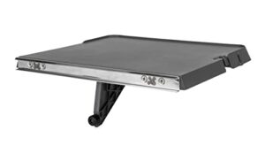 camco rv rail mount table, 16 ¾-inches x 12 3/16-inches | hangs on your rv's exterior grill rail | provides a flat surface for eating, food prep and utensils (58175)|charcoal gray