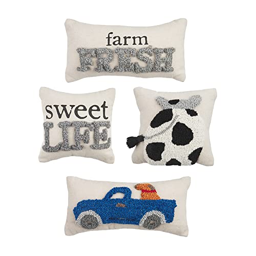 Mud Pie Mini Farm Hook Pillow, 8" x 8", Cow