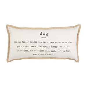 mud pie dog jute pillow, 22" x 11", definition