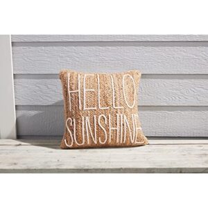 Mud Pie Hello Sun Jute Porch Pillow, 18" x 18", Tan