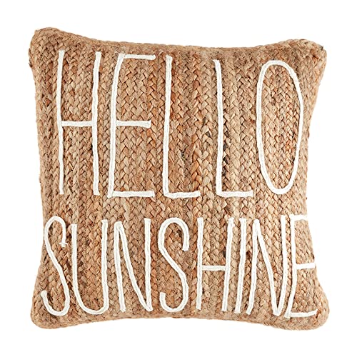 Mud Pie Hello Sun Jute Porch Pillow, 18" x 18", Tan