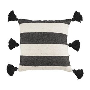 mud pie black/white ponchaa pillow, 20" x 20", stripes