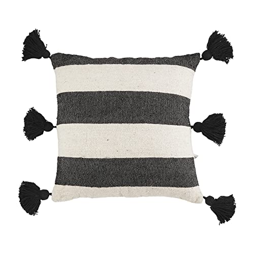 Mud Pie Black/White Ponchaa Pillow, 20" x 20", Stripes