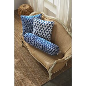 Mud Pie Blue Indigo Pillow, 20" x 20", Flower