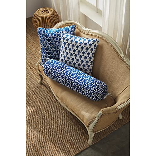 Mud Pie Blue Indigo Pillow, 20" x 20", Flower