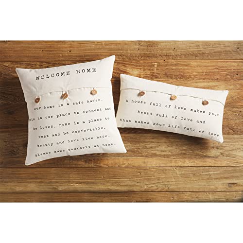 Mud Pie Button Pillow, 18" x 18", Welcome Home