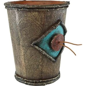 Ebros Gift Rustic Southwestern Old World Country Turquoise Bullseye with Branchwood Borders Faux Wood Bathroom Accessory Resin Sculpture (Dry Waste Basket Trash Bin)