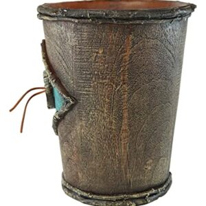 Ebros Gift Rustic Southwestern Old World Country Turquoise Bullseye with Branchwood Borders Faux Wood Bathroom Accessory Resin Sculpture (Dry Waste Basket Trash Bin)