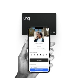 linq digital business card - smart nfc contact and networking card (matte black)