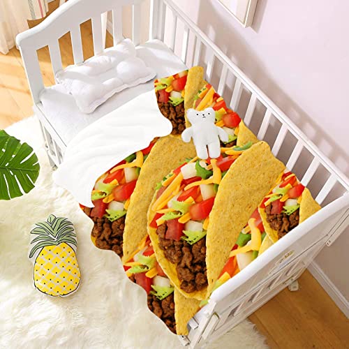 Taco Blanket Throw, Funny Food Blanket Gift for Daughter and Son, Ultra Soft Lightweight Flannel Fleece Micro Blanket for Couch Home Bed Sofa Travel Chairs 30"x40" for Toddler/Little Pets