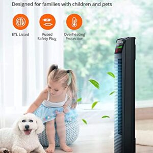 Tower Fan, 35” Oscillating Cooling Fan with 3 Speeds & 3 Modes, Auto Mode, Remote Control, LED Display, 12-Hour Timer, Portable Stand Up Floor Bladeless Fan for Bedrooms, Living Rooms, Kitchen, Offices