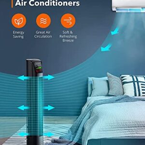 Tower Fan, 35” Oscillating Cooling Fan with 3 Speeds & 3 Modes, Auto Mode, Remote Control, LED Display, 12-Hour Timer, Portable Stand Up Floor Bladeless Fan for Bedrooms, Living Rooms, Kitchen, Offices