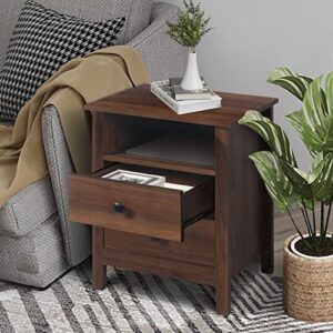 LTMEUTY Set of 2 Nightstand - Bedroom Bedside Tables, Wooden Nightstands with Drawers (Brown, 2-Drawer)