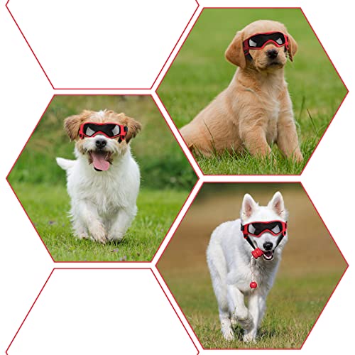 Goggles for Dogs, Ownpets Dog Glasses UV Protection Goggles Snow Protection Wind Protection Dust Protection with Adjustable Strap, Safety Pet Sunglasses for Small and Medium Dog, Red