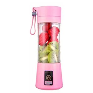 portable mixer multifunctional usb electric blender food smoothie maker blender stirring rechargeable 6-leaf fruit juicer cup (pink)