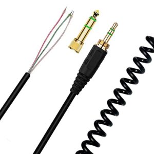 butiao mdr7506 cable, replacement ofc stereo audio spring coiled aux cable with 6.35mm adapter extension cord for sony mdr-7506 mdr-7509 mdr-v6 mdr-v600 mdr-v700 mdr-v900 headphones