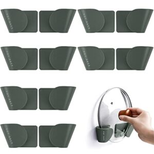 doerdo 6 pairs of wall mount pot lid organizer, cabinet door organizer pot hangers for kitchen wall mount, adjustable lid holder for kitchen wall (dark green)