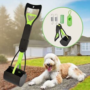 homagico pooper scooper, portable dog pooper scooper with long handle, foldable pooper scooper for large medium dogs with bag attachment, easy to use perfect for grass, dirt, gravel (green)