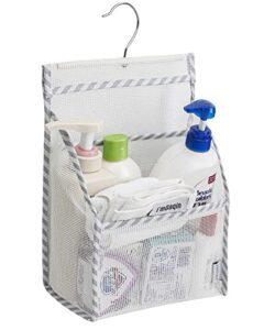 jelier hanging mesh shower caddy,bath storage basket organizer for camping,cruising,gym,college,rv (white multi)