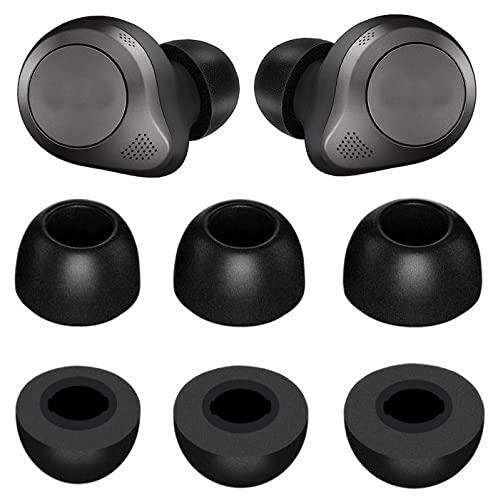 3 Pairs Memory Form Ear Tips Buds for Elite 85T, S/M/L 3 Size Replacement Reduce Noise Fit in Case Premium Earbuds Gel Compatible with Jabra Elite 85t - S/M/L Black