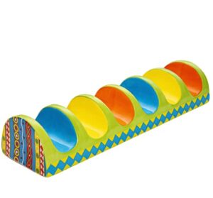 ceramic taco holder stand - colorful handmade taco stand with 6 dividers - taco shell holder for soft or hard taco shells for taco tuesday, 14 inches long by 4 inches wide
