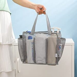 Jelier Mesh Shower Caddy Tote Basket,Hanging Portable Toiletry Bag for Bathroom Accessories (blue)