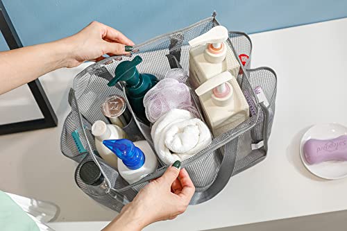 Jelier Mesh Shower Caddy Tote Basket,Hanging Portable Toiletry Bag for Bathroom Accessories (blue)