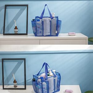 Jelier Mesh Shower Caddy Tote Basket,Hanging Portable Toiletry Bag for Bathroom Accessories (blue)