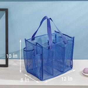 Jelier Mesh Shower Caddy Tote Basket,Hanging Portable Toiletry Bag for Bathroom Accessories (blue)