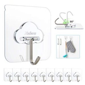 Znben Adhesive Hooks, Transparent Self Adhesive Wall Hooks Heavy Duty Cloud Shaped Removable Waterproof Clear Plastic Sticky Hooks Seamless Utility Hooks for Bathroom Shower Kitchen Ceiling - 10 Pcs