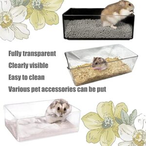 Hamster Sand Bath Box Transparent Acrylic Bathroom Small Animal Cleaning Supplies Dust Removal Bathtub Bathing Container for Hamster Gerbil Sugar Glider (2 Pcs)