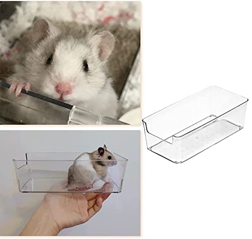 Hamster Sand Bath Box Transparent Acrylic Bathroom Small Animal Cleaning Supplies Dust Removal Bathtub Bathing Container for Hamster Gerbil Sugar Glider (2 Pcs)