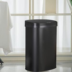 trash can 13 gallon stainless steel kitchen garbage can touch free with lid automatic sensor large capacity for living room (black)