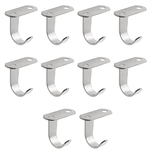 LDEXIN 10Pcs Screw Mount Ceiling Hooks Stainless Steel Wall Hooks Towel Robe Clothes Hook Under-Shelf Coat Hooks Hanging Hooks