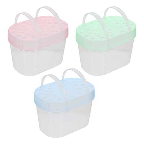 3Pcs Travel Turtle Carrier Portable Turtle Tank Terrarium Habitat Case Plastic Reptile Habitat Container Small Animal Carriers (Random Color)