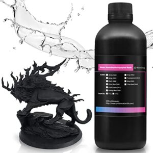 uniformation water washable resin for 3d printer- rapid uv curing 405nm standard photopolymer resin - easy to clean and cure, non-brittle, low odor(x64 black 1000g)