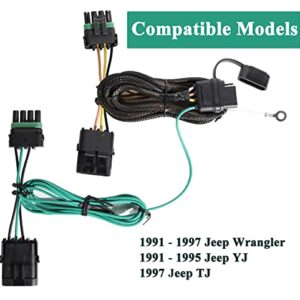 Oyviny Custom 4 Pin Trailer Wiring Harness for 1991-1997 Jeep Wrangler/1997 Jeep TJ/1991-1995 Jeep YJ