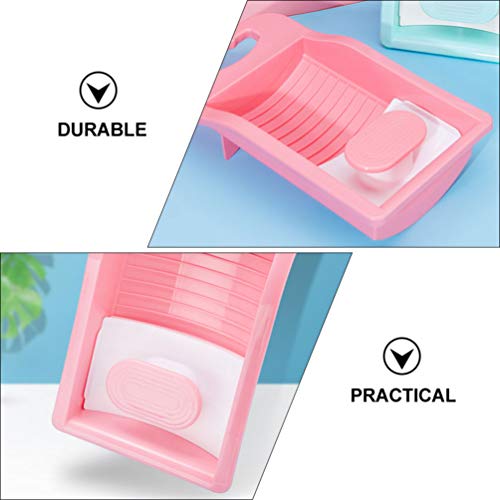 Yardwe Plastic Underwear Washboard Mini Hand Washing Machine Washboard Labor- saving Washboard for Personal Clothes Laundry Kids Shirt Underwear Pink