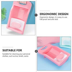 Yardwe Plastic Underwear Washboard Mini Hand Washing Machine Washboard Labor- saving Washboard for Personal Clothes Laundry Kids Shirt Underwear Pink