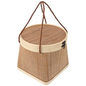 angoily wicker baskets wicker basket rattan handwoven basket with handle and lid portable rattan egg container wooden woven storage basket organizer bins basket