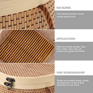 Angoily Wicker Baskets Wicker Basket Rattan Handwoven Basket with Handle and Lid Portable Rattan Egg Container Wooden Woven Storage Basket Organizer Bins Basket