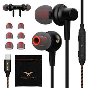 usb type c headphones with super bass and 7.1 surround, 4 sound effects&karaoke mode in ear earphones wired earbuds for samsung galaxy s22 s21 s20 ultra plus note20, iphone 15 15pro 15pro max ipad pro