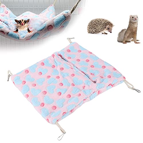 GLOGLOW Pet Hanging Hammock, Machine Washable Small Animal Hammock for Mice Hamsters Guinea Pigs Hedgehogs Squirrels for Running Relaxing Playing(L, Love Powder)