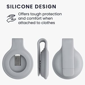 kwmobile Silicone Clip Compatible with Apple AirTag - Protective Silicone Clip for Tracker - Grey